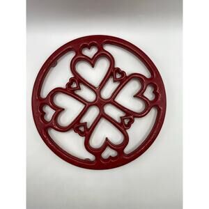 Made in France Cast Iron Heart Red Enamel Trivet | Vintage French Kitchen Decor
